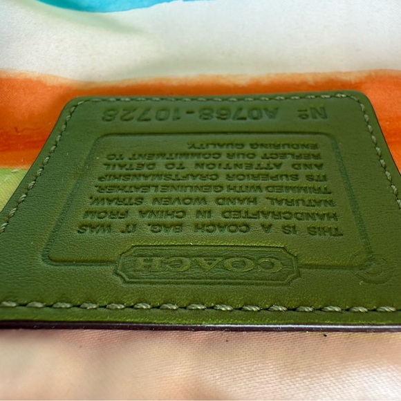 Coach ‘07 Hampton Green Straw Tote, Clutch, Slim Wallet, Scarf-Wrap & O/S Hat - Picture 8 of 16